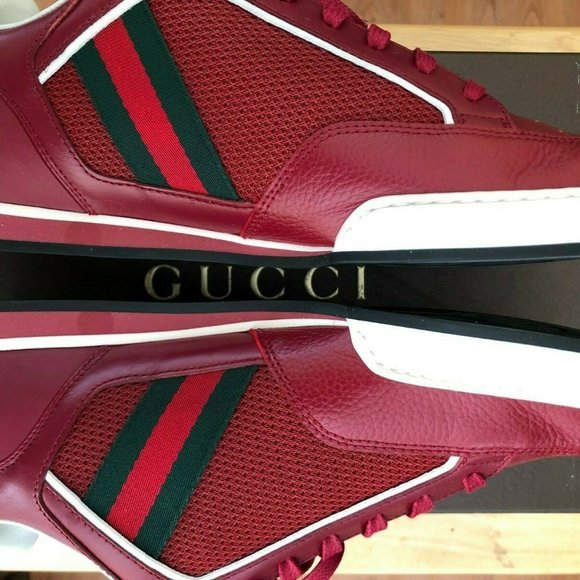 Gucci 83 Red Lace Up Leather Sneakers 8.5G Worn 1X PRICE DROP! - Picture 3 of 10